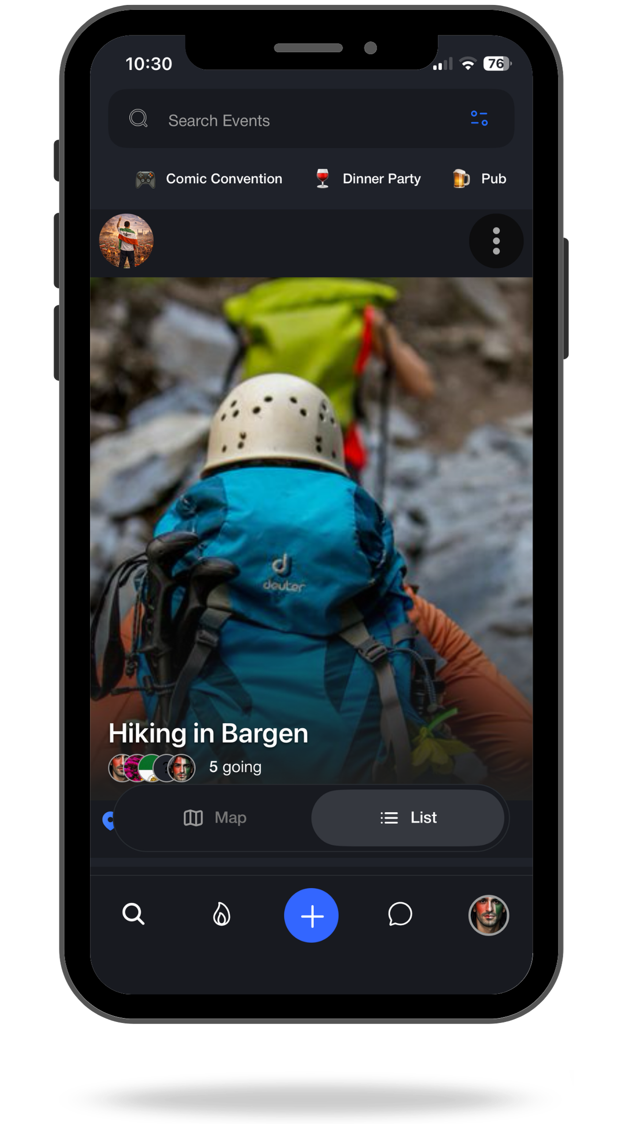 Discover nearby events on map with PlusYar app